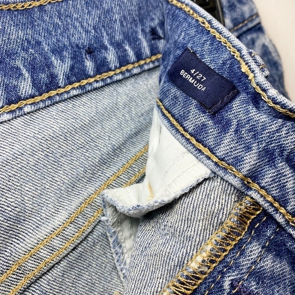 GAP High Rise Bermuda DK Dark Indigo Denim Shorts w/Raw Hem, size 4/27 - Picture 4 of 5